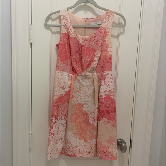 BNWT⚡️ANN TAYLOR/LOFT PETITES PINK/ORANGE/CREAM FANCY/FORMAL/SUMMER DRESS⚡️2P - Picture 13 of 14